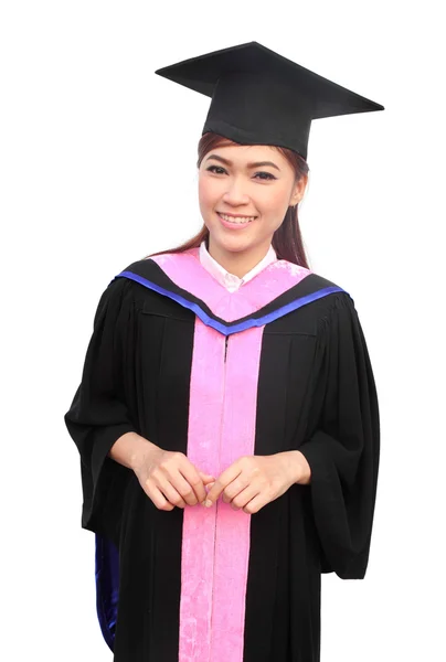 Woman with graduation cap and gown — Stock Photo, Image