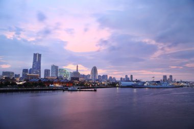 yokohama City gece Körfez Marina View