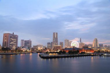 yokohama City gece Körfez Marina View