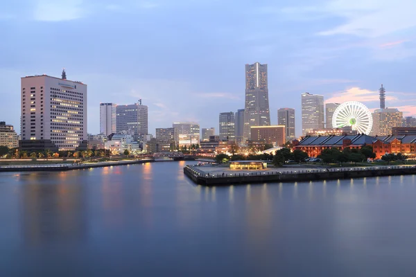 View of marina bay at night in Yokohama City — Stock Photo, Image