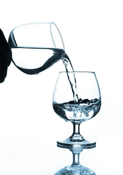 Wine glass water pouring to wine glass — Stock Photo, Image