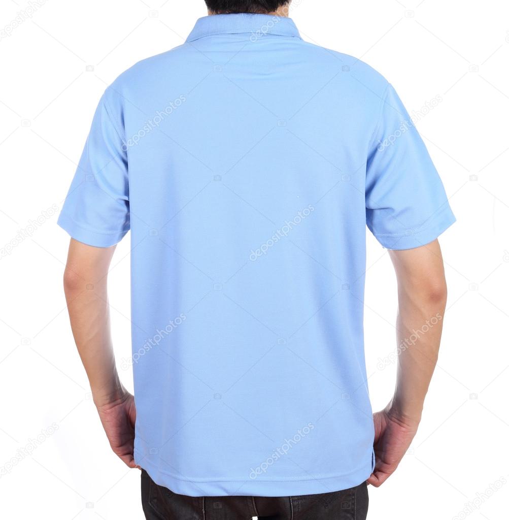 blank polo shirt (back side) on man 