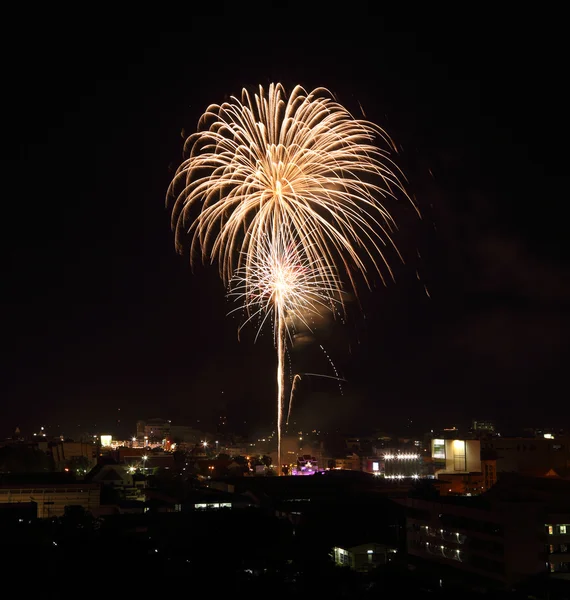 Fuegos artificiales sobre el cielo — Foto de Stock