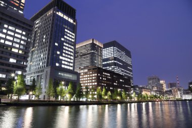 Tokyo şehir ışıkları kapalı su yansıtacak