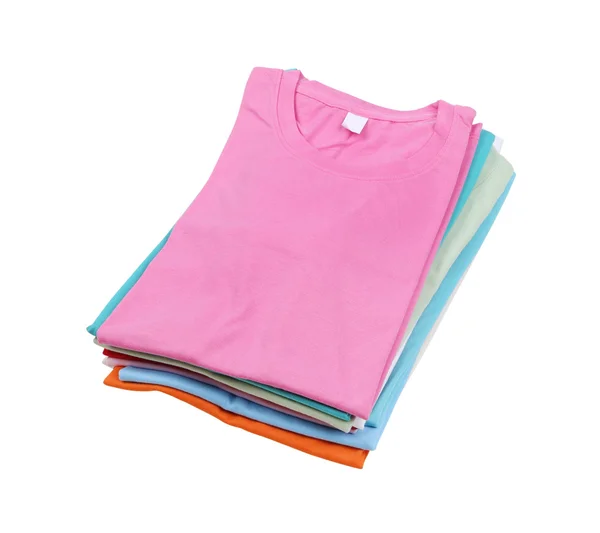 Stapel van kleurrijke t-shirt — Stockfoto