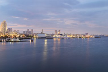yokohama City gece Körfez Marina View