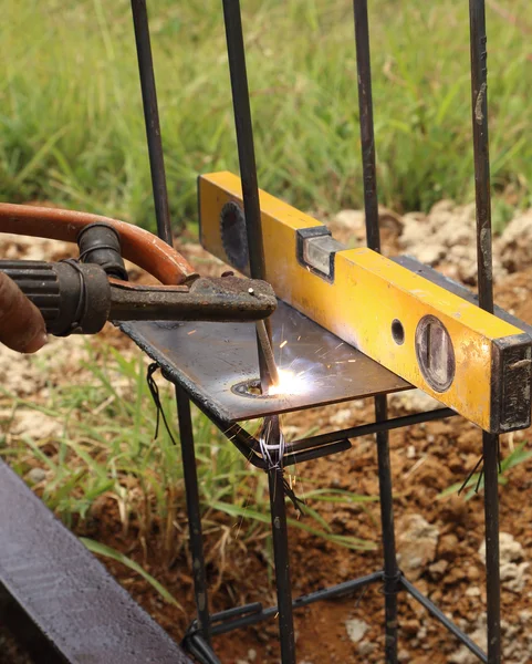 Electric welding connecting metal — Stock Photo, Image