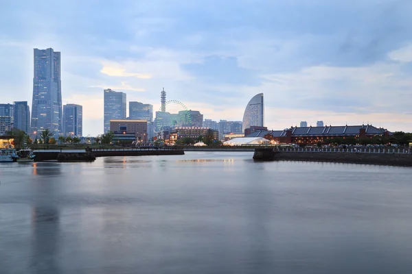 Visa Marina bay på natten i yokohama city — Stockfoto