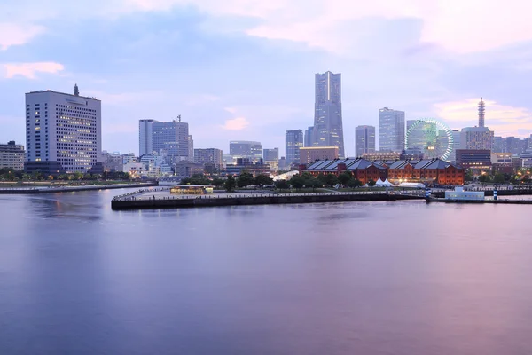 Visa Marina bay på natten i yokohama city — Stockfoto