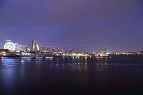 Yokohama City gece Körfez Marina View — Stok fotoğraf