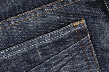 Mavi jeans cebinde dokusuna yakın çekim
