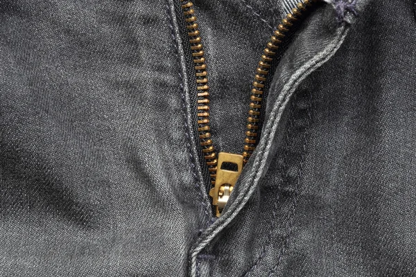 Close up of jeans zipper — Stock Photo, Image