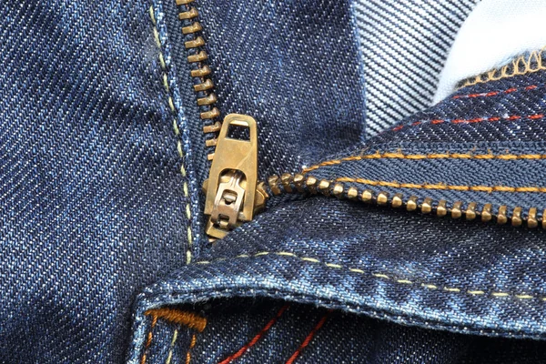 Close up of jeans zipper — Stock Photo, Image
