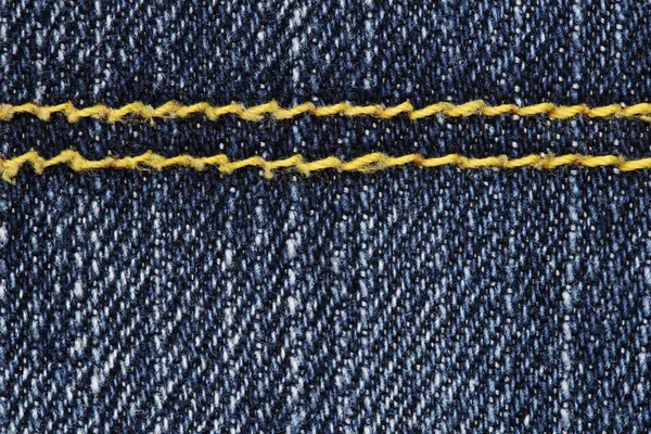 Blue jean texture with stitches — Stock Photo, Image