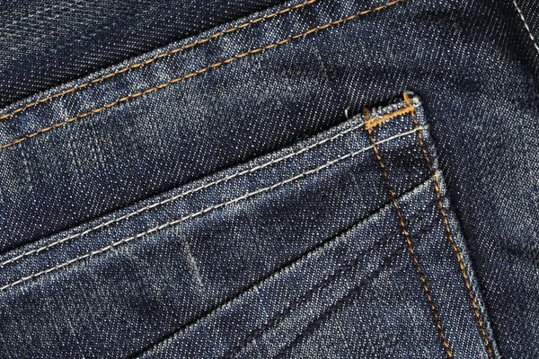 Close up of blue Jeans pocket texture — Stock Photo, Image