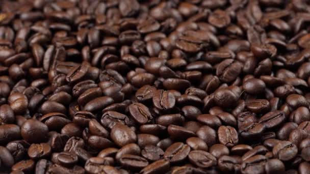 Pražená Kávová Zrna Rotující Semínka Kávy — Stock video