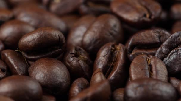 Zblízka Pražená Kávová Zrna Rotující Semínka Kávy — Stock video