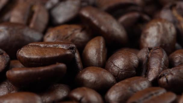 烘烤咖啡豆旋转 咖啡籽的密闭 — 图库视频影像