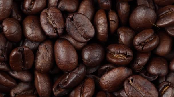 Крупный План Жареных Кофейных Зерен Семена Кофе — стоковое видео