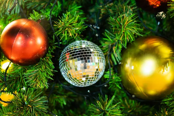 Close Balls Christmas Tree Mas Celebrating — Stock Photo, Image