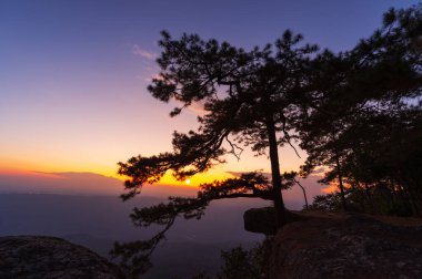 Lom Sak Uçurumu (Pha Lom Sak) ve gün batımı Phu Kradueng dağ milli parkı, Loei, Tayland