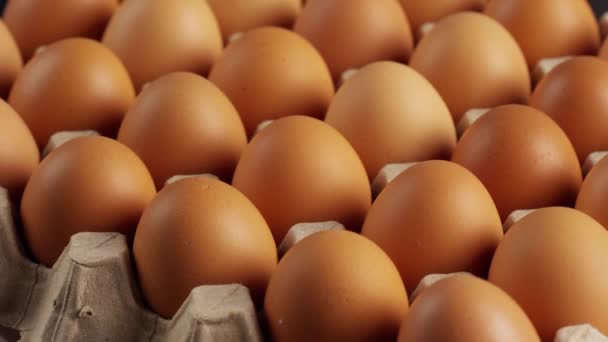 Telur Ayam Kardus Tembakan Rotasi — Stok Video