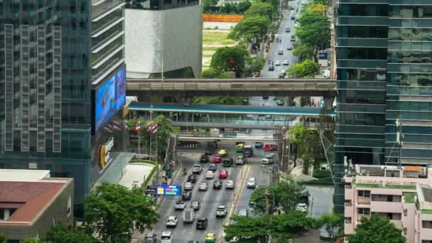 Czas Upływu Ruchu Witthayu Drogowego Pociągu Niebo Bangkoku Miasta Tajlandia — Wideo stockowe