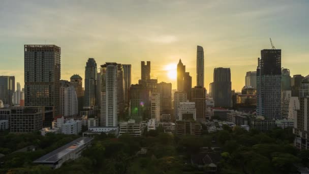 Bangkok Tayland Gün Batımında Witthayu Yolu Yakınlarındaki Yüksek Binaların Günlük — Stok video