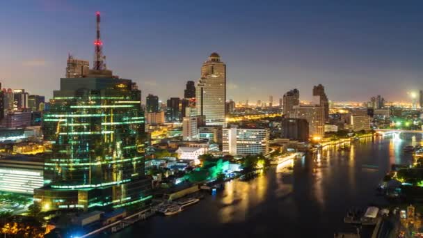 Nacht Tot Dag Tijd Verstrijken Van Chao Phraya Rivier Met — Stockvideo