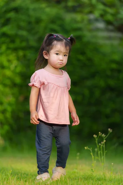 Девочка Травяном Поле — стоковое фото