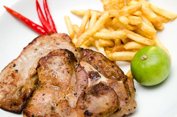 Steak beefsteak with french fries — Stock Photo, Image