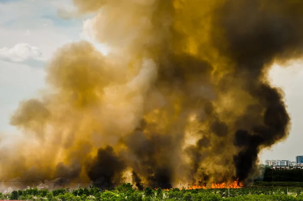 Incendio in città panoramica . — Foto Stock