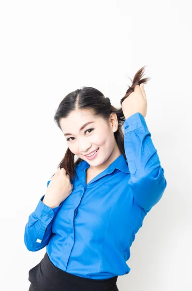 Imagem de uma jovem com um olhar encantador e um sorriso encantador — Fotografia de Stock