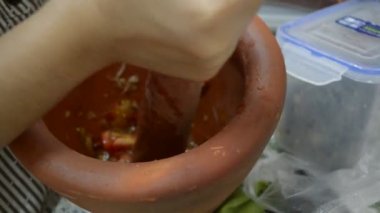 Papaya salatası baharatlı Tayland gıda