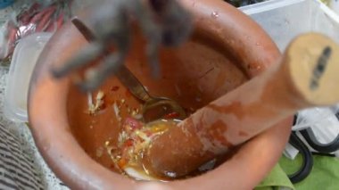 Papaya salatası baharatlı Tayland gıda