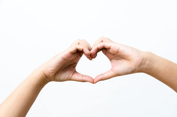 Close-up van mooie vrouw hand, palm omhoog. geïsoleerd op witte b — Stockfoto