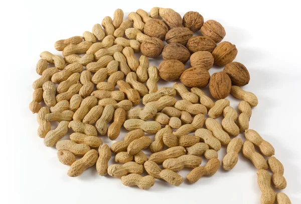 Peanuts and Walnuts — Stock Photo, Image