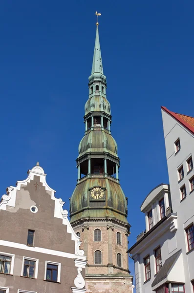 View of St.Peter 's Cathedral' s Bell Tower in Riga — стоковое фото