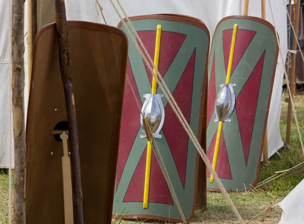 Legionary Shields in a Roman Encampment — Stock Photo, Image
