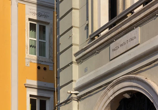 Sign Exterior Wall Town Hall Palace Piazza Unita Italia Main — Stock Photo, Image