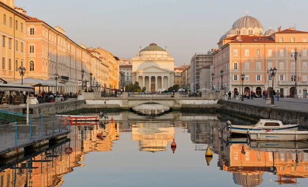 Trieste Italy March 2022 Life Canal Grande Sunset Piazza Sant — Stockfoto
