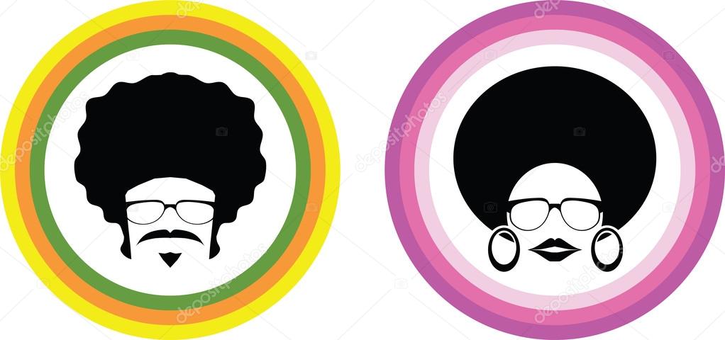 Afro man and woman symbol