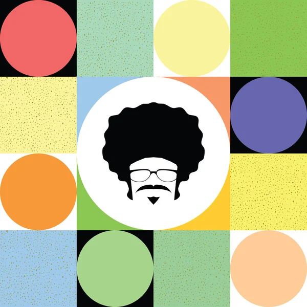 Afro Mann auf buntem Retro-Hintergrund — Stockvektor