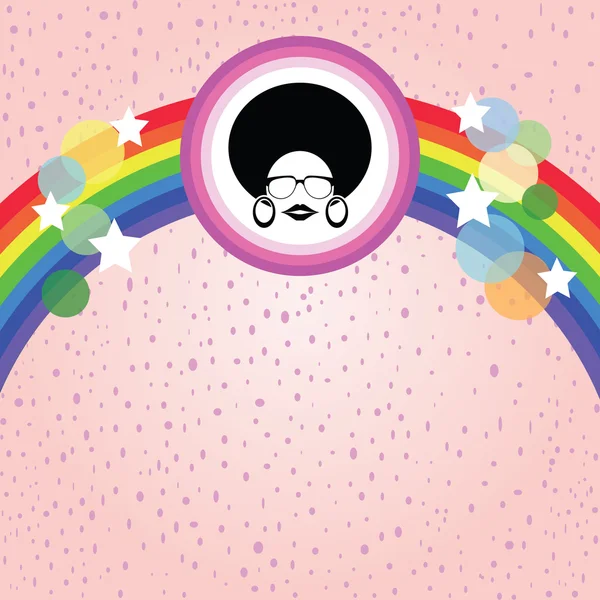 Afro dama y arco iris — Vector de stock