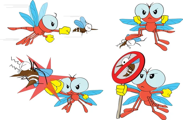 Dragonfly și țânțari — Vector de stoc