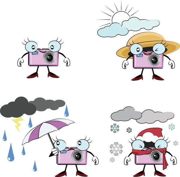 İklim koşulları ile kompakt fotoğraf karikatür