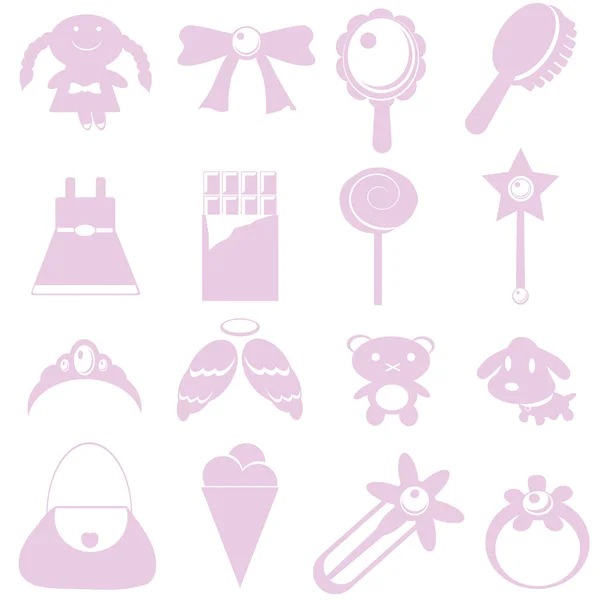 Toys for girl icon on white background — Stock Vector