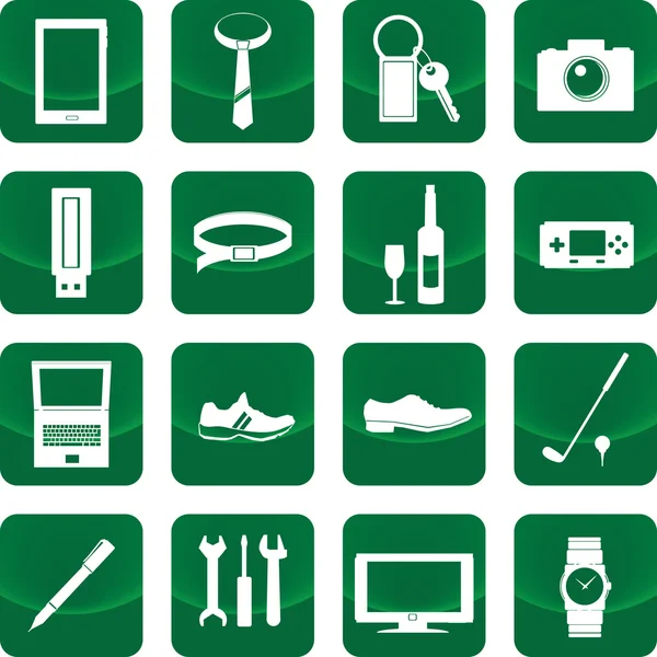 Sprzęt dla mężczyzn ikona na zielony przycisk — Wektor stockowy