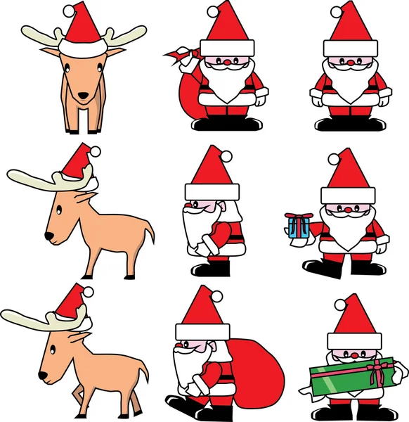 Santa i reniferów na Boże Narodzenie — Wektor stockowy