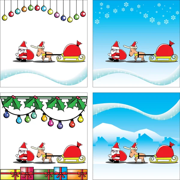 Santa walking with reindeer — Stock Vector